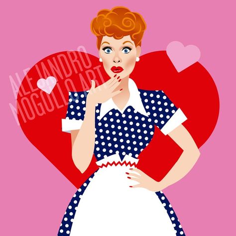 Lucille Ball as Lucy Ricardo in the classic TV series ‘I Love Lucy’ by Alejandro Mogollo Celebrity Illustration, Glen Hanson, Lucy Ball, I Love Lucy Show, Funny Lady, Desi Arnaz, Celebrity Caricatures, Classic Cartoon Characters, Celebrity Drawings