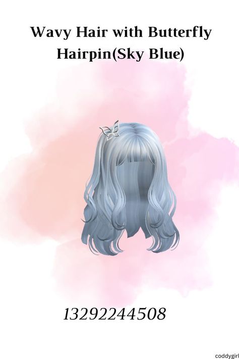 Blue Roblox Hair Codes, Blue Hair Codes For Berry Ave, Brookhaven Outfit Codes Blue, Roblox Blue Hair Codes, Blue Hair Codes, Black Hair Codes, Roblox Avatar Codes, Blonde And Blue Hair, Sky Blue Hair