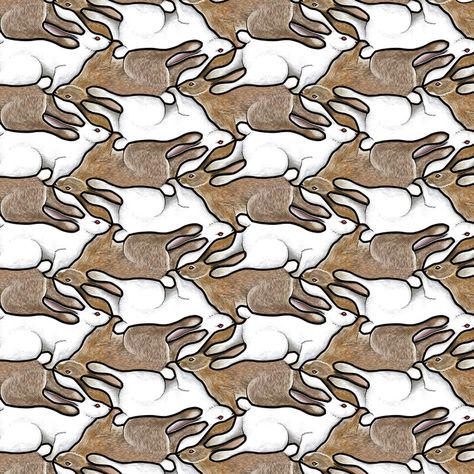 RABBITS by TickleMeCthulhu > Tessellation > It is a Heesch Type 22 CCGG, otherwise known as a Double Glide. In Heesch terminology, there are 2 C(Center Pt Rotation) and 2 G(Glide Reflection) movements. Starting from a square tile, a C movement divides one side in half, with alterations in one half being mirrored in the other. The two instances here are 1) From the tip of the highest ear to the nose, and 2) from the nose to the front of the front foot. A G movement takes alterations to an entire Tessalations Patterns Ideas, Escher Tessellations, Tessellation Art, Escher Art, Tessellation Patterns, Good For The Soul, Mc Escher, Math Art, Homeschool Art