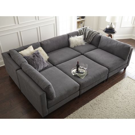 Furnitur Ruang Keluarga, Grey Couch, Sofa L, Sectional With Ottoman, Home Theater Rooms, Corner Sectional, Modular Sectional, Media Room, Small Living Room