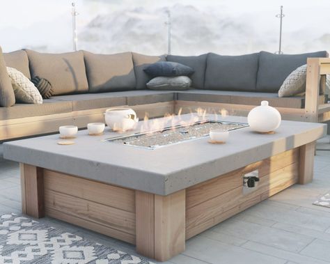 GoodDIYplans - Etsy Diy Fire Pit Ideas, Fire Pit Plans, Outdoor Fireplace Plans, Diy Outdoor Fireplace, Outdoor Gathering Space, Outdoor Fire Table, Diy Projects Plans, Gas Fire Table, Gas Fire Pit Table