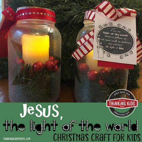 Jesus the Light of the World Christmas Craft for Kids via @DanikaCooley Light The World Christmas Party, Light Of The World Christmas, Vbs Lessons, Kids Christmas Crafts Ornaments, Religious Christmas Crafts, Christian Christmas Crafts, Tea Light Crafts, Jesus Is The Light, Christmas Sunday School