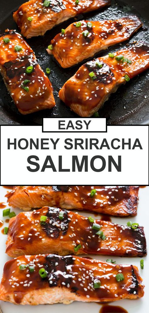 Sriracha Salmon Recipes, Spicy Salmon Recipes, Honey Sriracha Salmon, Honey Salmon Recipes, Easy Salmon Recipe, Sriracha Salmon, Rice And Veggies, Healthy Salmon Recipes, Easy Salmon Recipes