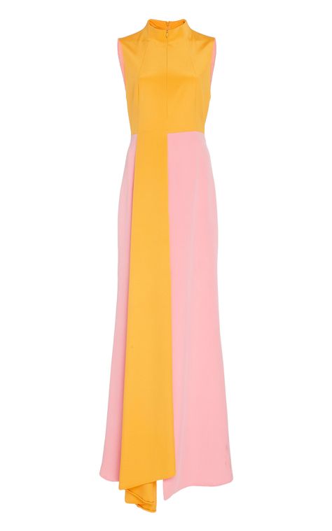 Akris Two-Toned Silk-Crepe Gown Two Tone Silk Dress, Pre-draped Silk Dress With Asymmetrical Skirt, Luxury Asymmetrical Silk Dress, Pre-draped Asymmetrical Silk Dress, Luxury Pre-draped Silk Crepe Dress, Luxury Silk Pre-draped Asymmetrical Dress, Women Dress Collection, Batik Fashion, Western Dresses