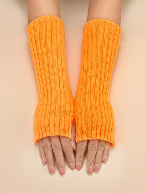 Orange Gloves, Fire Hair, Drop Shoulder Cardigan, Knit Leg Warmers, Rainbow Outfit, Finger Gloves, Fingerless Gloves Knitted, Arm Sleeves, Womens Gloves