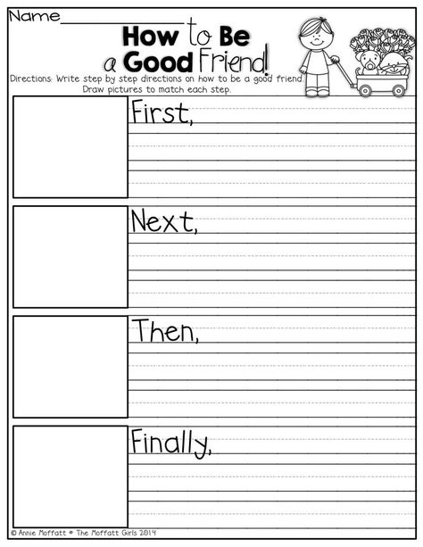 "How to be a Good Friend" writing prompt using transitional words! Narrative Writing Prompts, Second Grade Writing, Procedural Writing, 2nd Grade Writing, Christmas Writing, 1st Grade Writing, First Grade Writing, Writing Prompts For Kids, Read Alouds