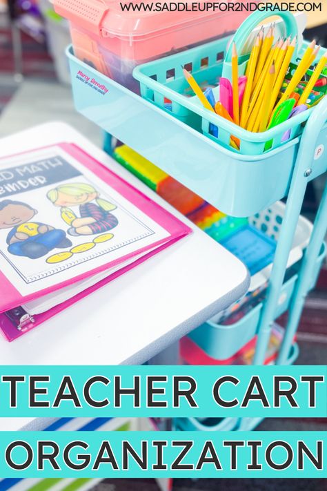 Teacher Small Group Cart, Classroom Cart Organization, 3 Tier Rolling Cart Ideas Classroom, Teacher Rolling Cart Organization, Teacher Table Organization, Teacher Cart Organization, Teacher Cart Ideas, Teacher Carts Organization, Teacher Rolling Cart