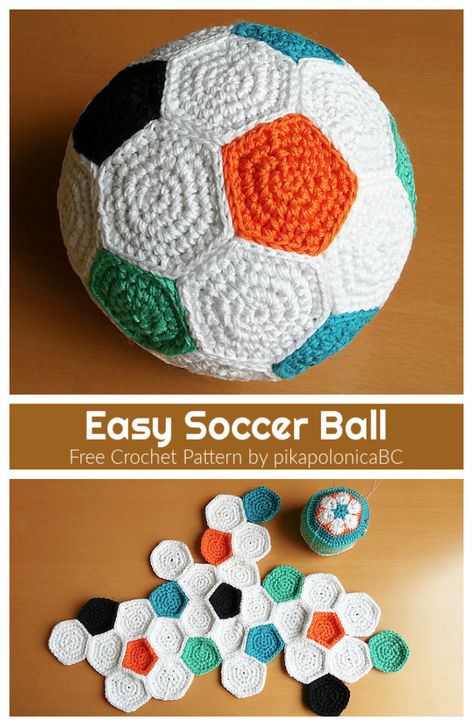 Crochet Sports Balls, Crochet Soccer Ball, Crochet Football Pattern, Crochet Games, Crochet Soccer, Football Crochet, Crochet Balls, Crochet Football, Crochet Baby Mobiles