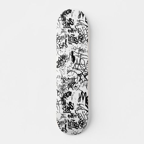 Black And White Skateboard, Skate Deck Art, Skateboard Ideas, Custom Skateboard Decks, Graffiti Abstract, Custom Skates, Custom Skateboard, Black And White Graffiti, White Graffiti