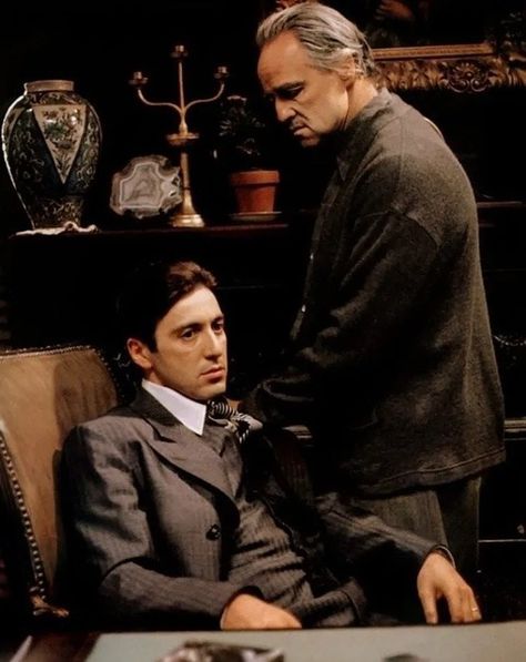 michael and vito corleone - the godfather Godfather Part 1, Don Vito Corleone, Michael Corleone, Best Movies List, Vito Corleone, Don Corleone, Godfather Movie, Mafia Gangster, Sonny Boy