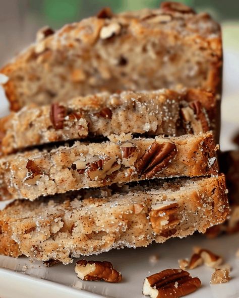 Apple Cinnamon Pecan Bread - Recipes, Tasks & Tools Harvest Apple Bread, Sweet Fruit Bread Recipes, Apple Cinnamon Pecan Bread, Cinnamon Pecan Bread Recipe, Punkin Bread Recipes, Tea Bread Recipes, Date Nut Bread Recipe Moist, Date Bread Recipes, Quick Breads Recipes