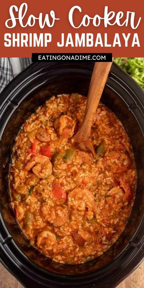 Jumbalaya Recipe Crock Pot, Shrimp Jambalaya Recipe Slow Cooker, Seafood Crock Pot Recipes, Shrimp And Rice Crockpot Recipes, Shrimp And Sausage Crockpot Recipes, Shrimp Gumbo Recipe Slow Cooker, Crockpot Recipes With Shrimp, Pescatarian Slow Cooker Recipes, Crockpot Cajun Recipes