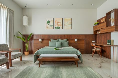 Master bedroom head panel - Contemporary - Bedroom - Other - by JNM Creators | Houzz AU Bedroom Interior Ideas Indian, Resort Bedroom, Indian Room Decor, Resort Interior, Headboard Bed, Scandinavian Wallpaper, Bedroom Renovation, Bedroom Decor Design, Bohemian Bedroom