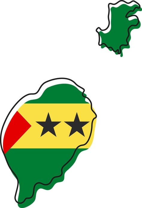 Stylized outline map of Sao Tome and Principe with national flag icon. Flag color map of Sao Tome and Principe vector illustration. Sao Tome And Principe, Flag Icon, Vector Banner, Flag Colors, National Flag, Illustration Vector, Vector Free, Vector Illustration, Flag