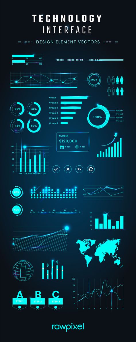 Futuristic neon lit user interface design elements to use for your new application development at rawpixel.com. Futuristic Presentation Board, Futuristic User Interface, Hud Design User Interface, Futuristic Infographic Design, Futuristic App Design, Futuristic Website Design, Telecommunications Design, Futuristic Web Design, Futuristic Ui Design