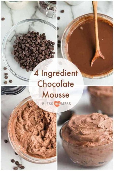 Thick and creamy homemade chocolate mousse made with just 4 simple ingredients and whipped into a perfect, fluffy chocolate dessert. #chocolate #mousse #valentines #chocolatedessert #desserts #easydesserts Easy Moose Recipe, Chocolate Mouse Desert, Moose Chocolate, Homemade Chocolate Mousse, Thanksgiving Recipes Dessert, Cake Themes, Newfoundland Recipes, Easy Chocolate Mousse, Mousse Cakes