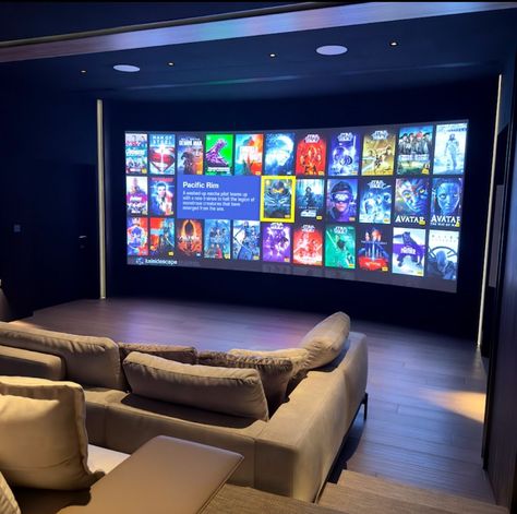 Dream Movie Room, Gaming And Movie Room, Movie Basement, Big Tv Wall Ideas Living Room, Mini Cinema Room, Movie Theatre Room, Home Cinema Room Ideas, Luxury Home Cinema Room, House Hall Design