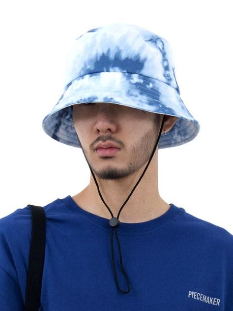 fabric is cotton. theprint is not the sharpest... Tie Dye Hat, Mens Bucket Hats, Tie Dye Fabric, Man Fashion, Korean Men, Summer Hats, Cotton Material, Bucket Hat, Accessories Hats