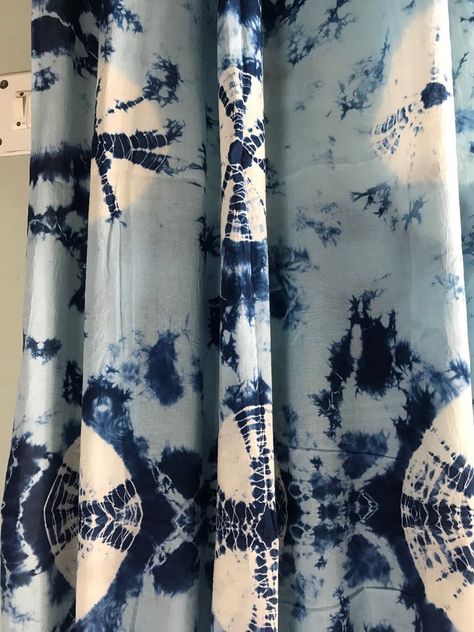 Indigo Dye Techniques, Indigo Curtains, Tie Dye Curtains, Rideaux Boho, Curtains Bohemian, Dye Curtains, Indian Curtains, Natural Indigo Dye, Bohemian Curtains