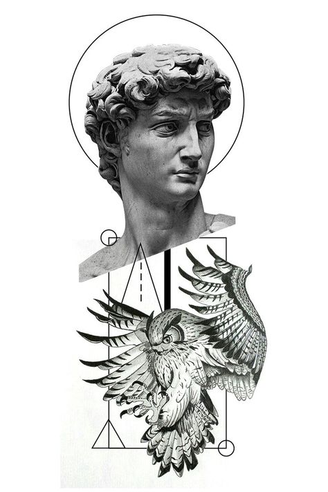 David Tattoo Design, Statue Of David Tattoo, Statue Tattoo Design, Vertical Tattoo, Romanesque Sculpture, Greek Party, David Tattoo, Freedom Tattoos, Statue Tattoo