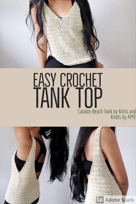 Crochet Loose Tank Top Pattern, Crochet Muscle Tank, Crochet Swim Top Pattern Free, Crochet Summer Tank Top, Simple Crochet Top Pattern Free, Crochet Tank Pattern, Easy Crochet Tank Top, Crochet Tank Top Free Pattern, Chic Crochet Top