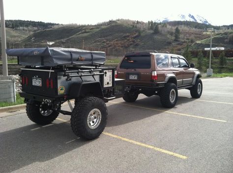 Trailer Diy Ideas, Overlander Trailer, Overland Trailer Build, Jeep Wrangler Trailer, Overlanding Trailer, Bobbie Draper, Atv Camping, Jeep Camping Trailer, Bug Out Trailer