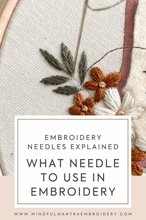 Do you wonder what the different sizes of embroidery needles mean? This blog post spills all the secrets! We'll uncover what the different types of needles are, how to determine the size of the needle, and also when to use them in your embroidery project. Read the blog to find out more. Embroidery Needles Guide, Beautiful Embroidery Designs, Punch Needling, Beginner Embroidery, Embroidery Needles, Embroidery For Beginners, Beautiful Embroidery, Embroidery Projects, Me Time