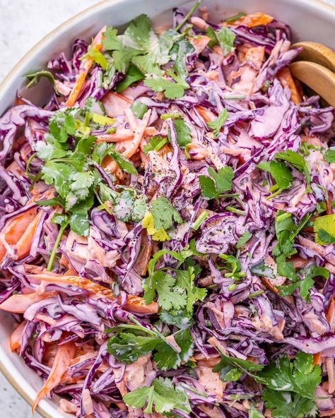 Zesty Purple Cabbage Slaw | Clean Food Crush Purple Cabbage Salad Recipe, Purple Cabbage Recipes, Purple Cabbage Slaw, Summer Side Dishes Recipes, Slaw Dressing, Cabbage Salad Recipes, Lunch Options, Side Salad Recipes, Favorite Recipes Chicken