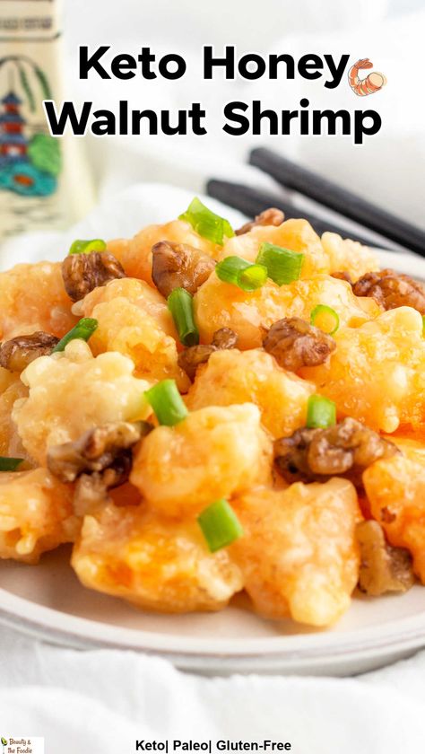 Keto Honey Walnut Shrimp Honey Nut Shrimp, Keto Honey Walnut Shrimp, Healthy Honey Walnut Shrimp, Sweet As Honey Keto Recipes, Low Carb Chinese Recipes, Keto Chinese Recipes, Keto Fried Shrimp, Keto Asian Recipes, Keto Coconut Shrimp