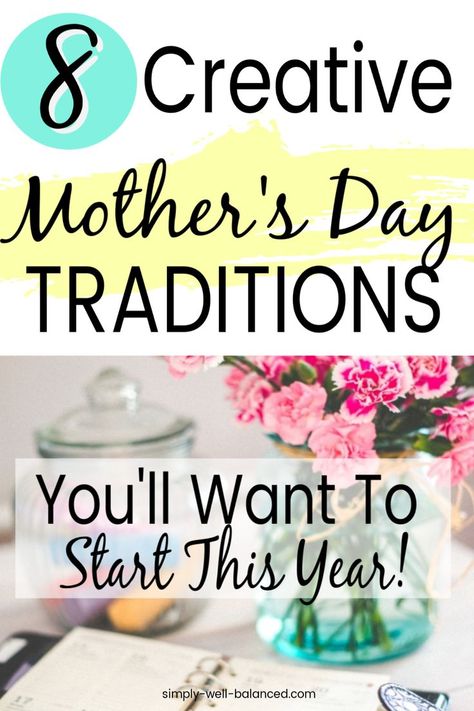 Trying to think of things to do on Mother's Day? Why not create a new Mother's Day Tradition with these fun activities. Creative and unique ideas to celebrate Mother's Day and make it a special day for mom. #mothersday #mom #traditions #holidays #familytraditions #simplwellbalanced Ideas For Mothers Day Decorations, Mothers Day Things To Do, Mother’s Day Idea For Church, Mothers Day Decorations Ideas, Mothers Day Celebration Ideas, Mother’s Day Decoration Ideas, Mother's Day Crafts For Preschoolers, Mothers Day Activities, Working Mom Inspiration