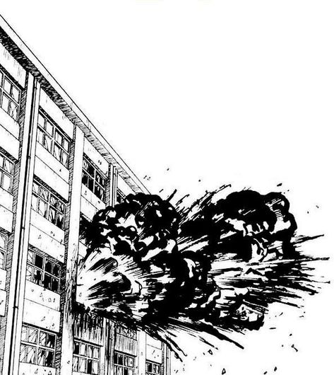 Collapsed Building Art, Building Explosion Drawing, Manga Impact Frames, How To Draw An Explosion, How To Draw Explosions, Explosion Drawing Reference, Manga Background Reference, Explosion Sketch, Drawing Explosions