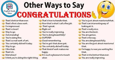 Stop Saying Congratulations, Different Ways to Say Congratulations - English Grammar Congratulations In Other Words, Other Ways To Say Congratulations, English Synonyms, Ways To Say Congratulations, English Speaking Skills, Other Ways To Say, Say Congratulations, Conversational English, English Vocab