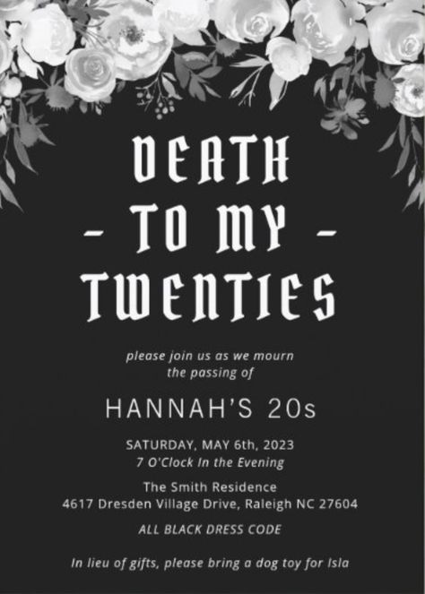 Rip To My 20s, Rip To My 20s Party, 20s Invitation, In Lieu Of Gifts, 20s Party, 30th Birthday Party Invitations, 30th Bday, 29th Birthday, All Black Dresses