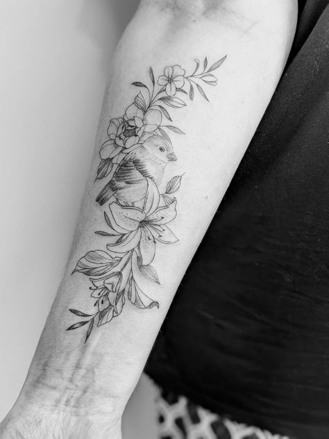 Lily And Sparrow Tattoo, Sparrow And Lily Tattoo, Sparrow Tattoo, Lily Tattoo, I Tattoo, Lily, Tattoos