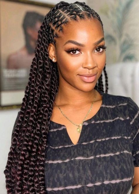 Twisted Bun, African Hair Braiding Styles, Box Braids Hairstyles For Black Women, Braided Cornrow Hairstyles, Twist Styles, Twist Braid Hairstyles, Protective Hairstyles Braids, Pretty Braided Hairstyles, Natural Hair Braids