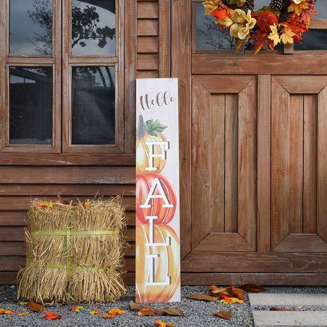 Outdoor Covered Porch, Harvest Porches, Thanksgiving Inflatables, Pumpkin Porch, Summer Porch Signs, Fall Canvas Art, Pumpkin Artwork, Outdoor Thanksgiving, Harvest Sign