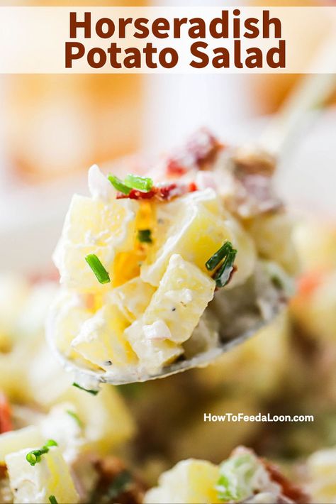 Potato Salad With Horseradish Recipe, Basic Potato Salad, Horseradish Recipes, Creamy Horseradish, Classic Potato Salad, Potato Recipes Side Dishes, Bbq Sides, Side Dishes For Bbq, White Bowl