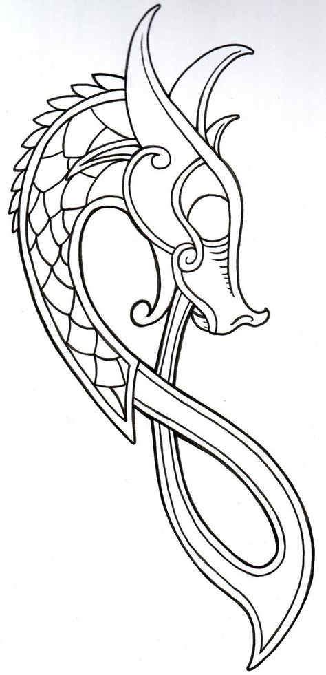 Dragon Outline, Dragon Coloring Pages, Dragon Coloring, Viking Dragon, Dragon Head, Dragon Tattoo, Tattoo Design, Coloring Pages, Deviantart