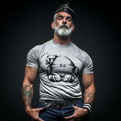 A real life, modern day, Popeye Anthony Varrecchia, Beards And Mustaches, Man With A Beard, Men Over 50, Handsome Older Men, Silver Foxes, Beard Tattoo, Beard Styles For Men, Beard Life