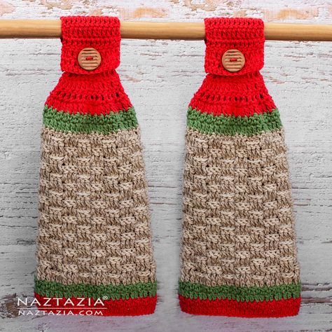 Crochet Kitchen Towel with Topper - Naztazia ® Crochet Kitchen Towel Toppers, Kitchen Towel Toppers, Crochet Kitchen Towel, Kitchen Towels Diy, Crochet Dish Towels, Towel Toppers, Crochet Towel Topper, Crochet Kitchen Towels, Crochet Washcloth Pattern