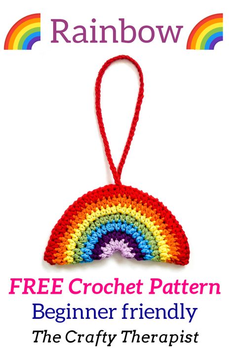 Crochet Rainbow, Crochet Geek, Rainbow Crafts, Rainbow Crochet, Stitch Crochet, Natural Therapy, Crochet Design, Crochet Keychain, Crochet Applique