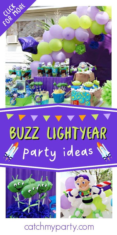 Buzz Light Year Food Ideas, Buzz Lightyear Party Games, Two Year Boy Birthday Party Ideas, Buzz Light Year Birthday Party Ideas, Buzz Lightyear Party Ideas, Buzz Lightyear Theme Party, Buzz Lightyear 3rd Birthday, Buzz Lightyear Birthday Party Ideas, Buzzlight Year Birthday Theme