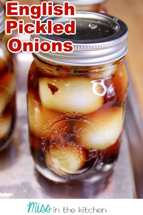 English Pickled Onions are made with a malt vinegar, sugar and spices brine for a delicious addition to just about any meal or appetizer spread. Pickle Onions Recipe, Onion Benefits Health, Malt Vinegar, Pickled Shallots, Quick Pickled Onions, Summer Sandwiches, Pickling Spice, Homemade Condiments, Homemade Pickles