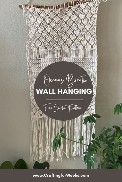 Crochet Wall Hanging Pattern Free, Bohemian Crochet Patterns, Boho Crochet Patterns, Large Knitting, Modern Tapestries, Half Double Crochet Stitch, Crochet Wall Hangings, Crochet For Home, All Free Crochet