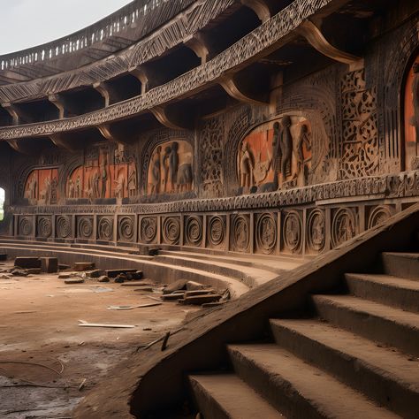 Close ups of The Grand Stand #bullfightingarena . . . . . #culturalbuilding #africanarchitecture #africanai #africanaiart #Africa #blackart #midjourneyarchitect #midjourney #archdaily #designboom #archhunter #archgini #architizer #digitalartists #HannahBeachler #setdesign #productiondesign #aiart #adjayeassociates #digitalart #aiartists Ancient African Architecture, Afro Architecture, African Museum, African Architecture, Female Samurai, Outdoor Restaurant Design, African House, Hotel Project, Arch Daily