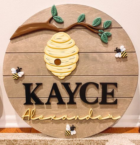 Winnie The Pooh Sign, Bumble Bee Nursery, Honey Bee Nursery, Bee Nursery, Pooh Nursery, Winnie The Pooh Nursery, Baby Nursery Inspiration, Baby Room Themes, Disney Nursery