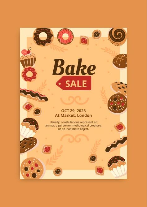 Hand-drawn Bakery Sale Flyer Cake Flyer Design Templates, Bake Sale Poster, Bake Sale Flyer, Pizza Poster, New Year Post, I Saw The Light, Sale Flyer, Brand Kit, Flyer Design Templates