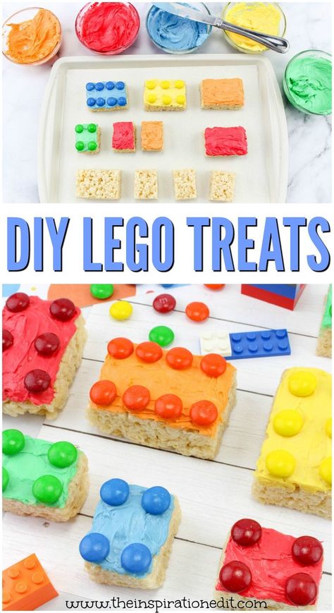 Krispy Treats Recipe, Lego Party Food, Camping Party Foods, Lego Food, Kids Snack Food, Treat Bar, Diy Lego, Krispy Treats, Lego Activities