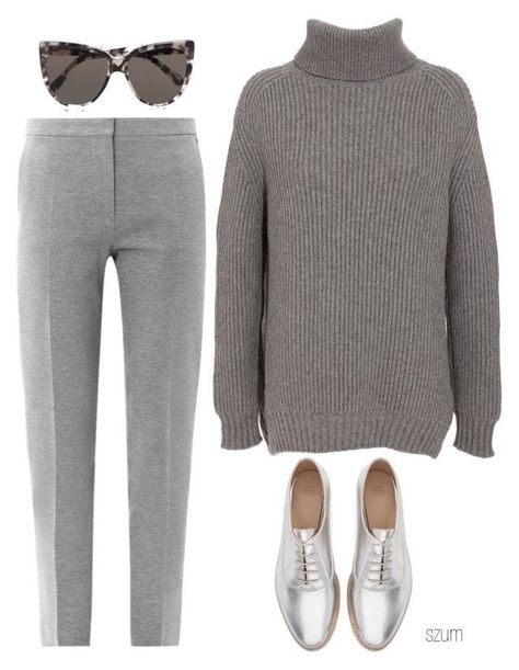 Stylebook Outfits, Fashion Flatlay, Minimalist Moda, Oxford Shoes Outfit, Mode Tips, Look Retro, Moda Chic, Gray Pants, Minimal Chic