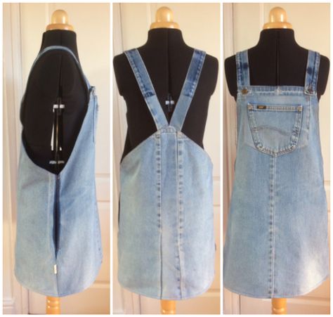 Denim Month: Upcycled Denim Pinafore – Sewcialists Jeans Into Overalls Diy, Upcycle Denim Jeans, Återvinna Jeans, Jeans Crafts, Denim Pinafore, Diy Jeans, Blue Jeans Crafts, Recycled Clothing, Salopette Jeans